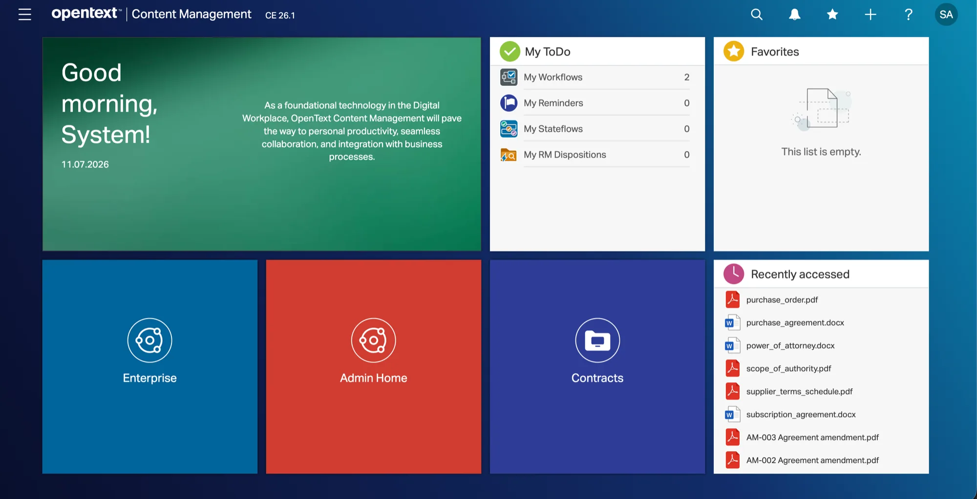 OpenText Content Management landing page